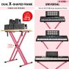 5 Core Keyboard Stand Digital Piano Riser Adjustable X Style Heavy Duty Electric Key Board Casio Synth Holder Foldable Portable Fits 54 61 88 Keys - K