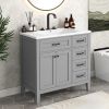 36' Bathroom Vanity with Sink Combo;  White Bathroom Cabinet with Drawers;  Solid Frame and MDF Board