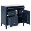 36'' Bathroom Vanity with Top Sink, Modern Bathroom Storage Cabinet with 2 Drawers and a Tip-out Drawer, Single Sink Bathroom Vanity