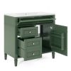 36'' Bathroom Vanity with Top Sink, Modern Bathroom Storage Cabinet with 2 Drawers and a Tip-out Drawer, Single Sink Bathroom Vanity