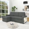 85.8" Pull Out Sleeper Sofa L-Shaped Couch Convertible Sofa Bed with Storage Chaise And Storage Racks,With USB Port And T-pyce Port