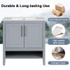 30" Bathroom Vanity with Sink, Multi-functional Bathroom Cabinet with Doors and Drawers, Solid Frame and MDF Board