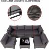 7 Pieces Furniture Set,All-Weather PE Wicker Rattan Sectional Conversation Sofa Set,Ouutdoor Low Back Sectional Sofa with Tea Table,for Garden, Backya