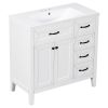 36' Bathroom Vanity with Sink Combo;  White Bathroom Cabinet with Drawers;  Solid Frame and MDF Board