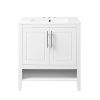 30" Bathroom Vanity with Sink, Multi-functional Bathroom Cabinet with Doors and Drawers, Solid Frame and MDF Board