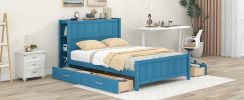 Full Size Platform Bed with Drawers and Storage Shelves