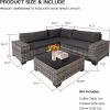 4 Pieces Patio Furniture Set,Outdoor All Weather-Wicker Rattan Sectional Conversation Sofa Set with Glass Table and Cushions for Seating for Garden,Ba