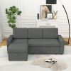 85.8" Pull Out Sleeper Sofa L-Shaped Couch Convertible Sofa Bed with Storage Chaise And Storage Racks,With USB Port And T-pyce Port