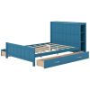 Full Size Platform Bed with Drawers and Storage Shelves