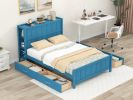 Full Size Platform Bed with Drawers and Storage Shelves