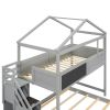 Twin over Full House Bunk Bed with Storage Staircase and Blackboard