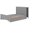 Full Size Platform Bed with Drawers and Storage Shelves