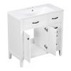 36' Bathroom Vanity with Sink Combo;  White Bathroom Cabinet with Drawers;  Solid Frame and MDF Board