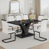 Table and chair set, modern dining table, black tabletop and black MDF leg table, soft and comfortable dining chair, perfect for dinner, meetings, hom