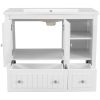 36" Bathroom Vanity with Ceramic Basin;  Bathroom Storage Cabinet with Two Doors and Drawers;  Solid Frame;  Metal Handles