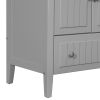 36" Bathroom Vanity with Ceramic Basin;  Bathroom Storage Cabinet with Two Doors and Drawers;  Solid Frame;  Metal Handles