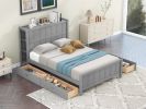 Full Size Platform Bed with Drawers and Storage Shelves