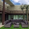 7 Pieces Furniture Set,All-Weather PE Wicker Rattan Sectional Conversation Sofa Set,Ouutdoor Low Back Sectional Sofa with Tea Table,for Garden, Backya