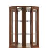 6 Shelf Corner Curio Display Cabinet with Lights, Mirrors and Adjustable Shelves, (E26 light bulb not included)