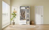 3-Door Mirror Wardrobe with 2 Drawers and Top Cabinet